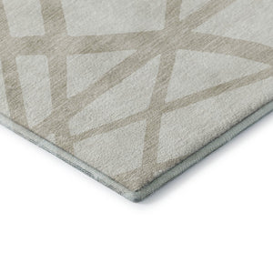 HomeRoots 5' X 8' Ivory & Beige Geometric Area Rug – Washable, UV Protected, Stain-Resistant for High Traffic Areas 681613