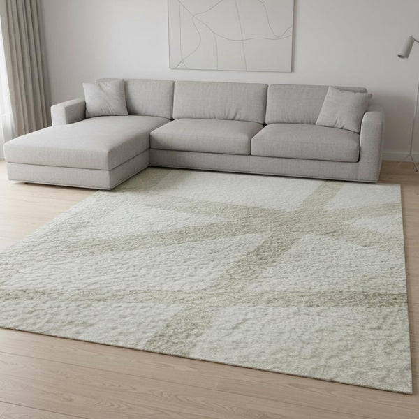 HomeRoots 8' X 10' Ivory Beige Geometric Washable Area Rug - Stylish, Durable, UV-Protected for Busy Homes 681615