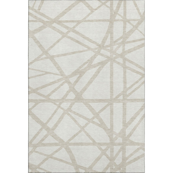 HomeRoots 8' X 10' Ivory Beige Geometric Washable Area Rug - Stylish, Durable, UV-Protected for Busy Homes 681615
