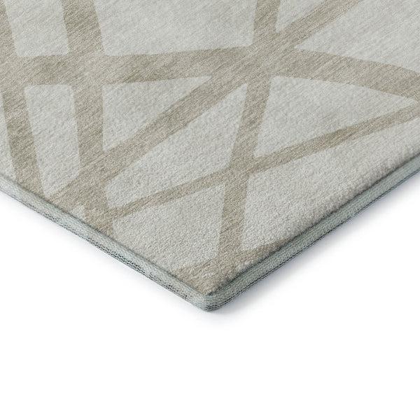 HomeRoots 8' X 10' Ivory Beige Geometric Washable Area Rug - Stylish, Durable, UV-Protected for Busy Homes 681615