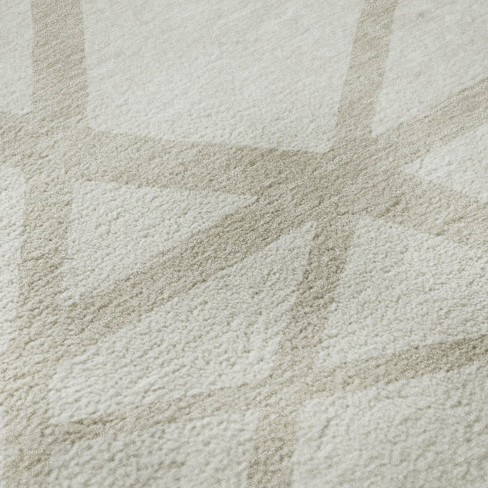 HomeRoots 9' X 12' Ivory & Beige Geometric Washable Area Rug – Stylish, Stain-Resistant with UV Protection 681616