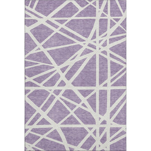 HomeRoots 8' X 10' Stylish Lavender & Ivory Geometric Washable Area Rug with UV Protection for Modern Homes 681621
