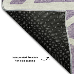 HomeRoots 8' X 10' Stylish Lavender & Ivory Geometric Washable Area Rug with UV Protection for Modern Homes 681621