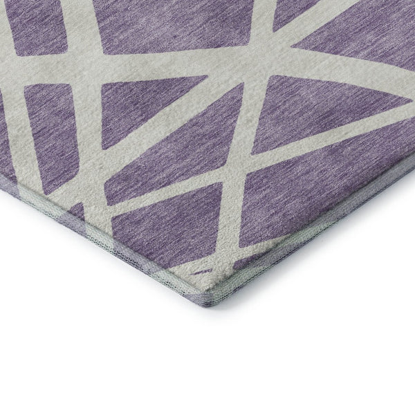 HomeRoots 8' X 10' Stylish Lavender & Ivory Geometric Washable Area Rug with UV Protection for Modern Homes 681621