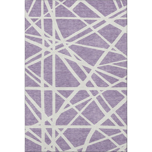 HomeRoots 8' X 10' Stylish Lavender & Ivory Geometric Washable Area Rug with UV Protection for Modern Homes 681621