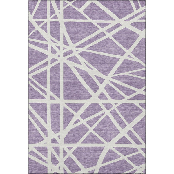 HomeRoots 8' X 10' Stylish Lavender & Ivory Geometric Washable Area Rug with UV Protection for Modern Homes 681621