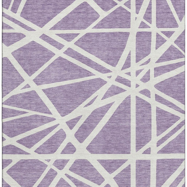 HomeRoots 10' X 14' Stylish Lavender & Ivory Geometric Area Rug - Washable, UV Protection & Stain Resistant! 681623