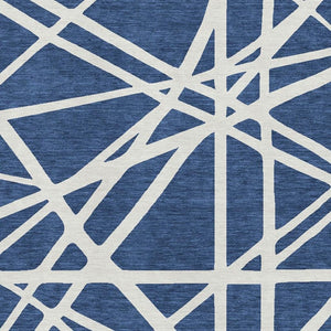 HomeRoots 10' X 14' Navy Blue Geometric Washable Area Rug with UV Protection for Stylish, Durable Living Spaces 681629