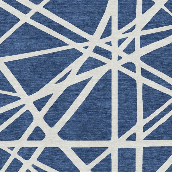 HomeRoots 10' X 14' Navy Blue Geometric Washable Area Rug with UV Protection for Stylish, Durable Living Spaces 681629