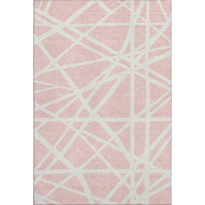 HomeRoots 8' X 10' Pink And Ivory Geometric Washable Area Rug – Stylish, Durable, Stain-Resistant & UV Protected! 681633