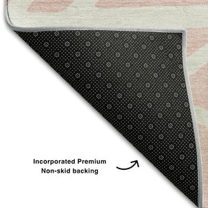 HomeRoots 8' X 10' Pink And Ivory Geometric Washable Area Rug – Stylish, Durable, Stain-Resistant & UV Protected! 681633