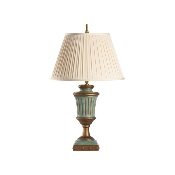 Chelsea House Cavenaugh Reeded Table Lamp In Aged Blue Finish — 32" Italian Design, Hand-Finished Vintage Charm 68165