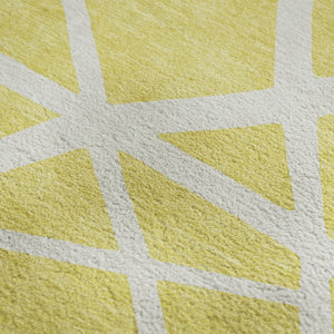 HomeRoots 8' X 10' Yellow and Ivory Geometric Area Rug - Washable, UV Protected, Durable Style for Homes 681651