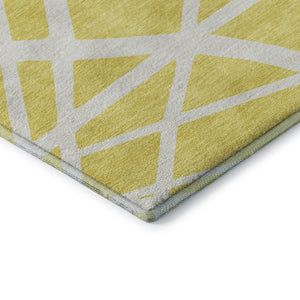 HomeRoots 9' X 12' Vibrant Yellow & Ivory Geometric Area Rug - UV Protected, Stain-Resistant, Easy Care Design 681652