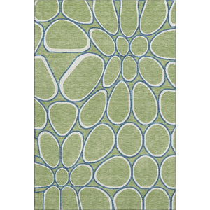 HomeRoots 5' X 8' Stylish Artichoke Green Geometric Area Rug - Washable, UV-Protected, Kid & Pet Friendly! 681655