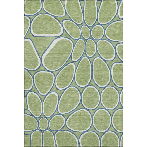 HomeRoots 5' X 8' Stylish Artichoke Green Geometric Area Rug - Washable, UV-Protected, Kid & Pet Friendly! 681655