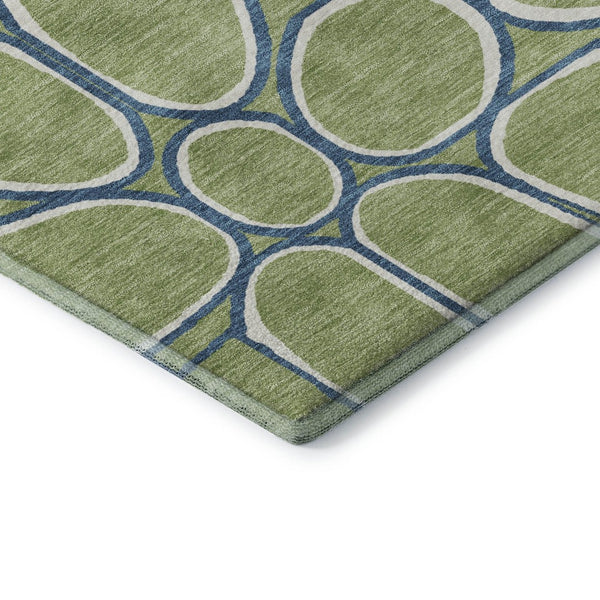 HomeRoots 5' X 8' Stylish Artichoke Green Geometric Area Rug - Washable, UV-Protected, Kid & Pet Friendly! 681655