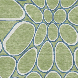 HomeRoots 5' X 8' Stylish Artichoke Green Geometric Area Rug - Washable, UV-Protected, Kid & Pet Friendly! 681655