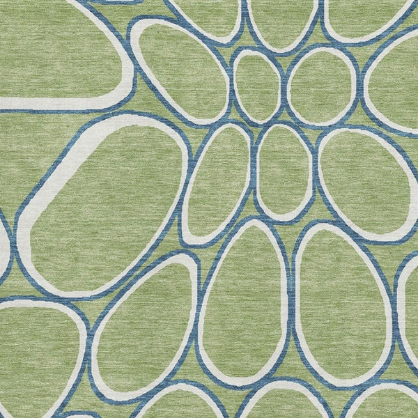 HomeRoots 5' X 8' Stylish Artichoke Green Geometric Area Rug - Washable, UV-Protected, Kid & Pet Friendly! 681655