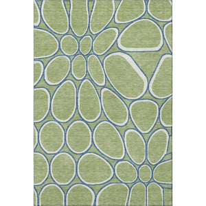 HomeRoots 5' X 8' Stylish Artichoke Green Geometric Area Rug - Washable, UV-Protected, Kid & Pet Friendly! 681655