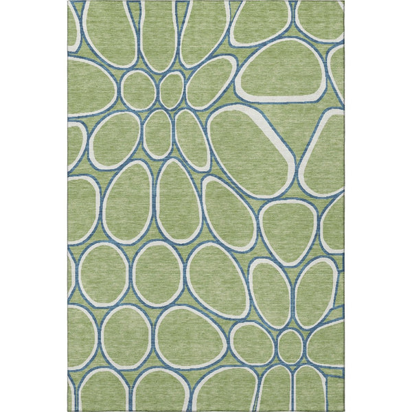 HomeRoots 5' X 8' Stylish Artichoke Green Geometric Area Rug - Washable, UV-Protected, Kid & Pet Friendly! 681655