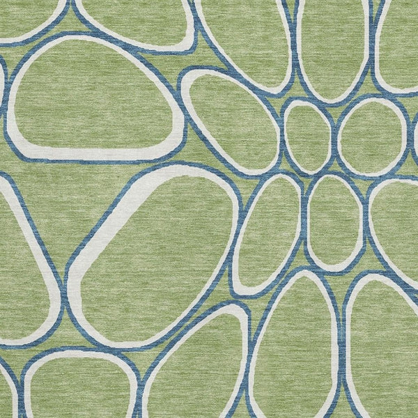 HomeRoots 8' X 10' Artichoke Green Geometric Area Rug - Washable, Stain-Resistant, UV Protected for Any Room 681657