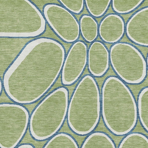 HomeRoots 10' Modern Artichoke Green Geometric Area Rug – Washable, UV Protected, Durable & Stylish Design 681659