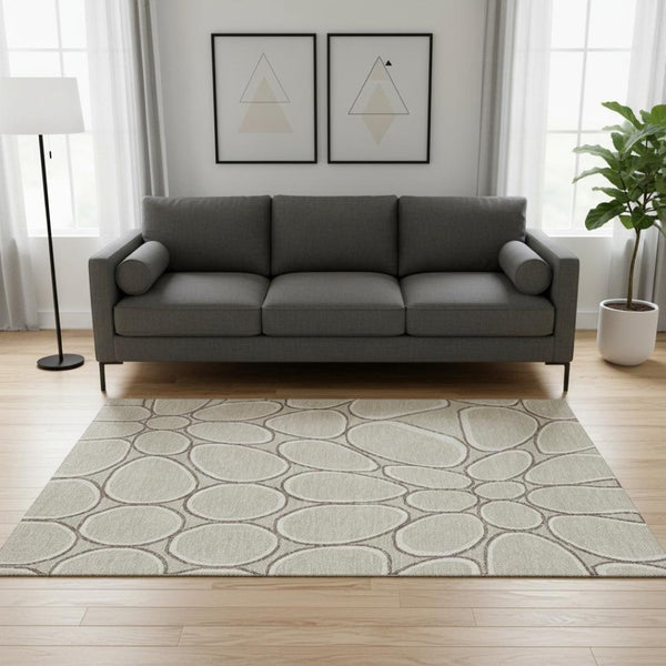 HomeRoots 5' X 8' Modern Geometric Area Rug - Washable, Stain-Resistant, UV Protected, Stylish Home Décor Piece 681661