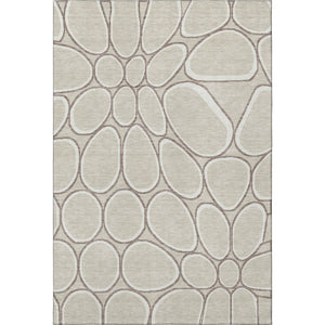 HomeRoots 8' X 10' Washable Geometric Area Rug in Beige, Ivory & Brown – Stain-Resistant, UV-Protected Style! 681663
