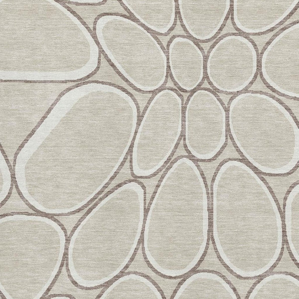 HomeRoots 9' X 12' Beige Ivory Brown Geometric Area Rug - Durable, Stain-Resistant, UV Protected for Homes 681664