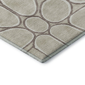 HomeRoots 10' X 14' Beige Ivory Brown Geometric Area Rug - Washable, UV Protected, Family-Friendly Design! 681665