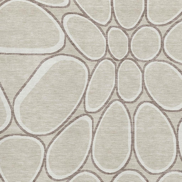 HomeRoots 10' X 14' Beige Ivory Brown Geometric Area Rug - Washable, UV Protected, Family-Friendly Design! 681665