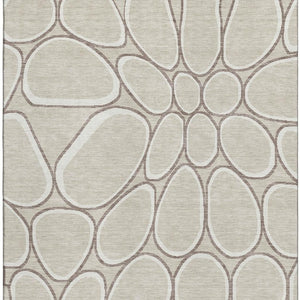 HomeRoots 10' X 14' Beige Ivory Brown Geometric Area Rug - Washable, UV Protected, Family-Friendly Design! 681665