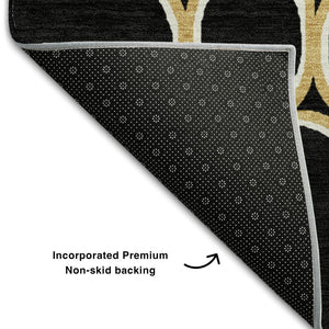HomeRoots 10' X 14' Black Ivory Gold Geometric Washable Area Rug - Stylish, Durable, UV-Protected for Any Space 681671