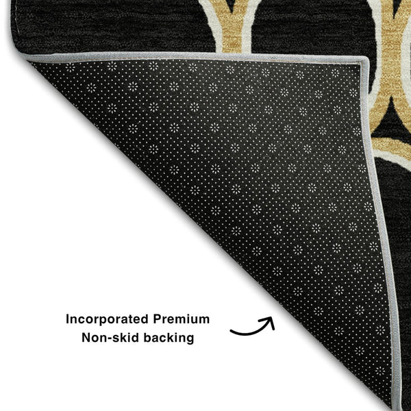 HomeRoots 10' X 14' Black Ivory Gold Geometric Washable Area Rug - Stylish, Durable, UV-Protected for Any Space 681671