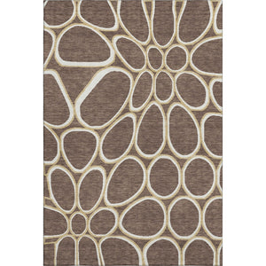 HomeRoots 10' X 14' Brown Ivory Gold Geometric Washable Area Rug - Kid & Pet Friendly, UV Protected, Durable Design 681677