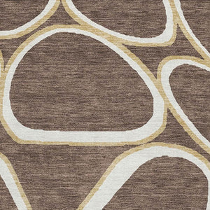 HomeRoots 10' X 14' Brown Ivory Gold Geometric Washable Area Rug - Kid & Pet Friendly, UV Protected, Durable Design 681677