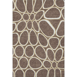 HomeRoots 10' X 14' Brown Ivory Gold Geometric Washable Area Rug - Kid & Pet Friendly, UV Protected, Durable Design 681677