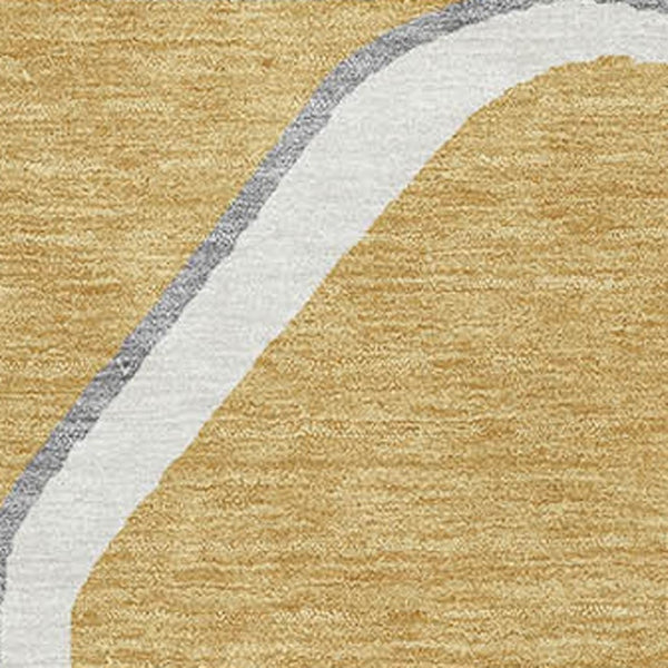 HomeRoots 8' X 10' Gold Ivory Gray Geometric Area Rug - Washable, UV Protected, Durable for Active Homes 681681