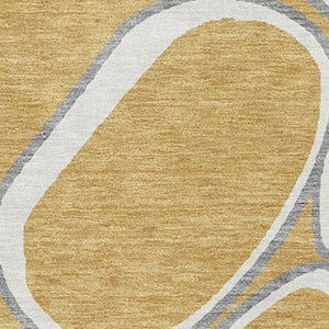 HomeRoots 8' X 10' Gold Ivory Gray Geometric Area Rug - Washable, UV Protected, Durable for Active Homes 681681