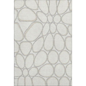 HomeRoots 8' X 10' Stylish Ivory Beige & Gray Geometric Area Rug - Washable, UV Protected, Pet-Friendly Design 681693
