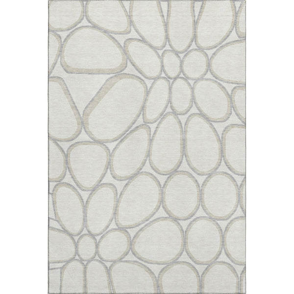 HomeRoots 8' X 10' Stylish Ivory Beige & Gray Geometric Area Rug - Washable, UV Protected, Pet-Friendly Design 681693