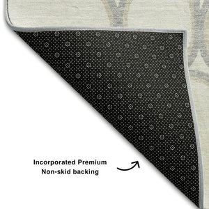 HomeRoots 8' X 10' Stylish Ivory Beige & Gray Geometric Area Rug - Washable, UV Protected, Pet-Friendly Design 681693