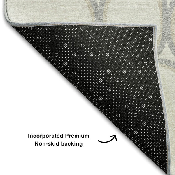 HomeRoots 8' X 10' Stylish Ivory Beige & Gray Geometric Area Rug - Washable, UV Protected, Pet-Friendly Design 681693