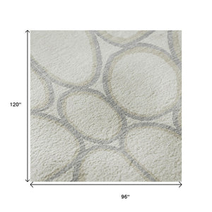 HomeRoots 8' X 10' Stylish Ivory Beige & Gray Geometric Area Rug - Washable, UV Protected, Pet-Friendly Design 681693