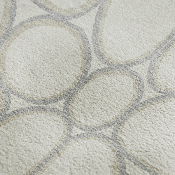 HomeRoots 9' X 12' Ivory Beige and Gray Geometric Washable Area Rug – Stylish, Durable, UV Protected Design! 681694