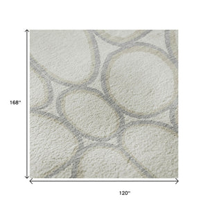 HomeRoots 10' X 14' Ivory Beige & Gray Geometric Area Rug - Washable, Stain Resistant, UV Protected for Style! 681695
