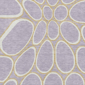 HomeRoots 5' X 8' Stylish Lavender Gold Ivory Geometric Washable Area Rug with UV Protection for Every Home 681697
