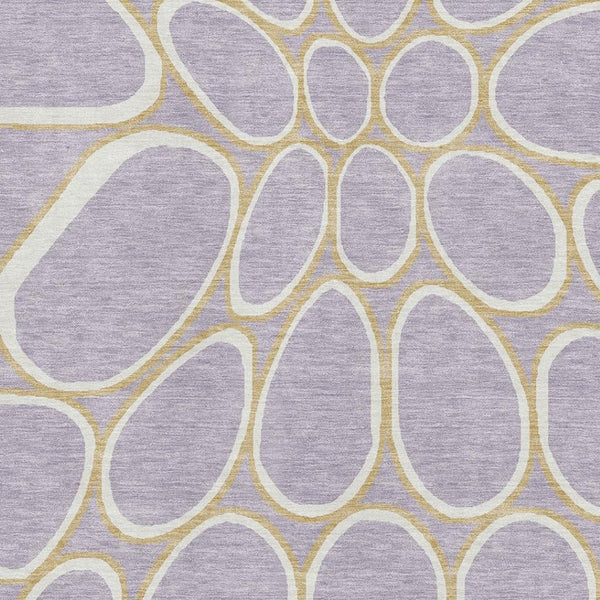HomeRoots 5' X 8' Stylish Lavender Gold Ivory Geometric Washable Area Rug with UV Protection for Every Home 681697