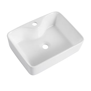 English Elm Ceramic Above-Counter Rectangular Bathroom Sink Basin - Modern Art Design, Glossy White Finish W999P363286